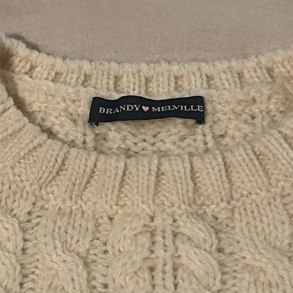 Brandy Melville ivory cable knit sweater - Picture 2 of 4